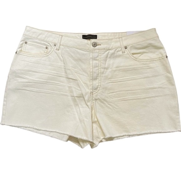 House of Harlow 1960 Pants - House of Harlow High Rise Mom Shorts Raw Hem Beige NWT Sz 29